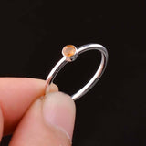 0.23ct Engagement Ring Round Cut Yellow Citrine Solitaire 14k White Gold Finish