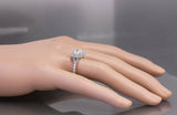 Double Halo Engagement Ring 2ct Cushion Cut VVS1D Diamond 14k White Gold Finish
