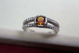 0.55ct Engagement Ring Round Cut Yellow Citrine Split Shank 14k WhiteGold Finish