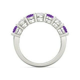 3Ct Oval Cut Purple Amethyst Diamond Stylish Engagement Ring 14K White Gold Over