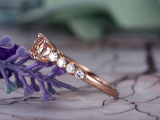 1.7ct Round Cut Morganite Engagement Ring Diamond Accents 14k Rose Gold Finish