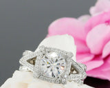 2.5ct Round Cut Diamond Unique Split Band Engagement Ring 14k White Gold Finish