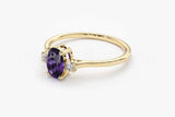 0.2ct Oval Cut Simulated Purple Amethyst Three Stone Ring 14k Yellow Gold Plated