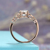 Leaf Marquise Accent Engagement Ring 1.6ct Round Cut Diamond 14k RoseGold Finish