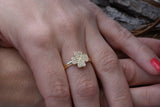 Statement Women Engagement Ring 1.3ct Round Cut Diamond 14k Yellow Gold Finish