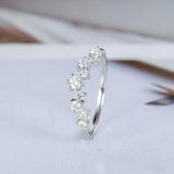 0.8ct Round Cut Diamond Wedding Band Curved Half Eternity 18k White Gold Finish