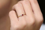 0.4ct Round Pink Ruby Two Stone Minimalist Engagement Ring 14k Yellow Gold Over