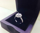 2ct Round Diamond Engagement Ring Dual Halo Cluster Accent 14k White Gold Finish