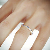 2Ct Round Cut Blue Sapphire Twisted Rope Thin Wedding Band 14k White Gold Finish