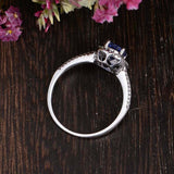2.2ct Oval Cut Blue Tanzanite Halo Promise Engagement Ring 14k White Gold Finish
