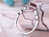 2.25ct Pear Ruby Diamond Vintage Antique Engagement Ring 14k Solid White Gold