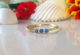 0.5ct Round Cut Blue Topaz Trilogy Solitaire Engagement Ring 14k YellowGold Over