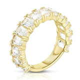 3.6ct Emerald Cut Diamond Wedding Band 14k Yellow Gold Finish Iced Half Eternity