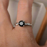 1ct Engagement Ring Round Cut Black Diamond Twisted Infinity 14k White Gold Over