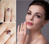 2.2ct Engagement Ring Oval Cut Red Garnet Bypass Cocktail 14k White Gold Finish
