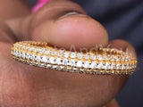 2.1ct Round Cut Moissanite Eternity Cluster Wedding Band 14k Yellow Gold Plated