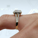 2.1ct Round Cut Diamond Split Band Halo Engagement Ring 14k Yellow Gold Finish