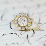 2.6ct Round Cut Diamond Halo Solitaire Engagement Ring 14k Yellow Gold Finish