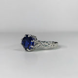 1ct Cushion Blue Sapphire Braided Solitaire Engagement Ring 14k White Gold Over