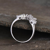 1.5ct Engagement Ring Baguette Cut Diamond Art Deco Crown 14k White Gold Finish