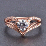 2.5ct Round Cut Diamond Engagement Ring 14k White Gold Over V Shape Split Shank