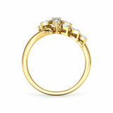 1ct Engagement Ring Round Cut Diamond Leaf Bypass Design 14k Yellow Gold Finish