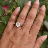 2ct Round Cut Simulated Morganite Cluster Engagement Ring 14K Rose Gold Plated