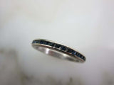 1ct Princess Blue Sapphire Channel Set Eternity Wedding Band 14k White Gold Over