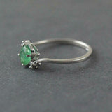 1.2ct Engagement Ring Oval Cut Green Emerald Swirl Trilogy 14k White Gold Finish