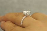 3Ct Cushion Cut Diamond Dual Hidden Halo Engagement Ring 14K White Gold Finish