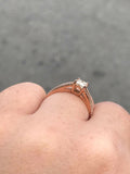 1ct Emerald Cut Diamond Split Band High Set Engagement Ring 14k Rose Gold Finish