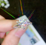 2.3ct Engagement Ring Round Cut Diamond Iced Cluster Accent 14k WhiteGold Finish