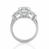 5Ct Emerald Cut DVVS1 Diamond Pear Accents Engagement Ring 14K White Gold Finish