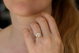 1.5ct Pear Cut VVS1D Diamond Engagement Ring 14k Yellow Gold Finish Flower Petal