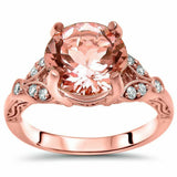 2Ct Round Peach Morganite Milgrain Filigree Solitaire Ring 14K Rose Gold Finish