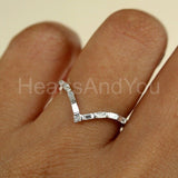 0.4ct Baguette Simulated Diamond Crown Curved Wedding Band 14K White Gold Plated