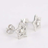Open Star Design Stud Earrings 1.7ct Round Cut VVS1D Diamond 14k White Gold Over