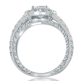 2.65ct Round Cut Diamond Engagement Ring Split Band Halo 14k White Gold Finish