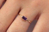 0.4ct Engagement Ring Baguette Cut Amethyst Minimalist 14k Yellow Gold Finish