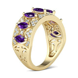 5Ct Marquise Amethyst Diamond Royal Vintage Wedding Band 14K Yellow Gold Finish