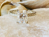 2.2ct Radiant Simulated Diamond Solitaire with Accents Ring 14k WhiteGold Plated