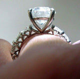 4Ct Round Cut Diamond Eternity Solitaire Engagement Ring 14K White Gold Finish