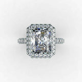3.6ct Radiant Cut Diamond Accents Halo Women Engagement Ring 14k White Gold Over