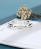 0.4ct Round Cut Moissanite Milgrain Women Wedding Band 14k White Gold Plated