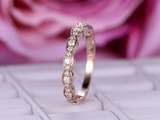 1ct Round Cut Diamond Stackable Half Eternity Wedding Band 14k Rose Gold Finish