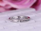 0.25ct Round Cut Black Diamond Stackable Wedding Band Ring 14k White Gold Finish