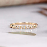 0.6ct Round Cut Diamond Wedding Band Minimalist 14k Yellow Gold Finish