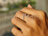 0.5ct Round Cut Moissanite Ocean Wave Engagement Ring 14k White Gold Plated