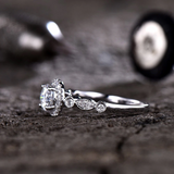 2ct Round Cut Diamond Accent Halo Solitaire Engagement Ring 14k WhiteGold Finish