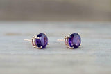 0.5ct Round Cut Purple Amethyst Solitaire Stud Earrings 14k Rose Gold Finish